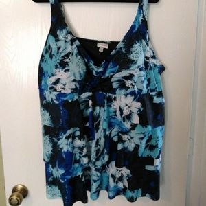GUC Blue Floral Ruffled Tankini, Size 28